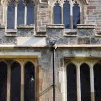 Image of the completed works to the South Side of the Church, showing a mixture of the old and new stone fitted together as one