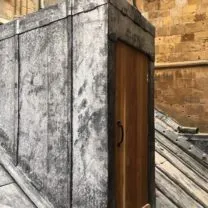 Image showing new timber Oak timber door to access hatch, including new surrounding lead work