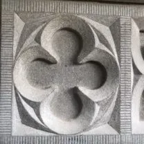 Image of a newly carved and installed Parapet stone